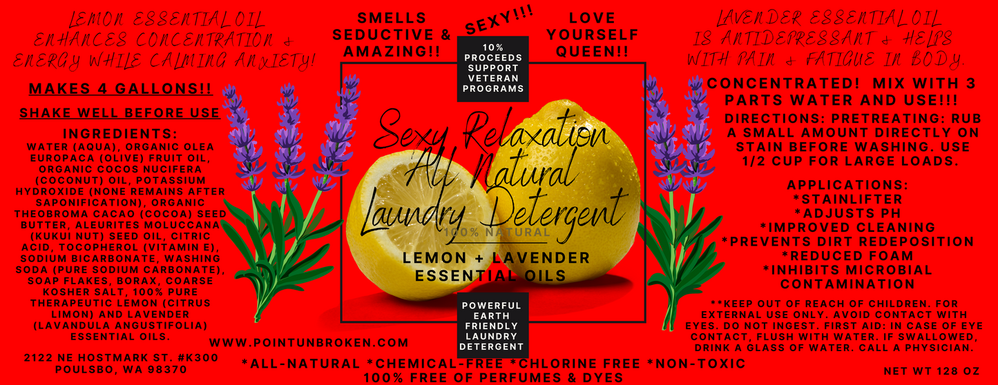 Concentrated Sexy Relaxation All Natural Laundry Detergent & Fabric Softener w/ Lemon Lavender Essential Oils