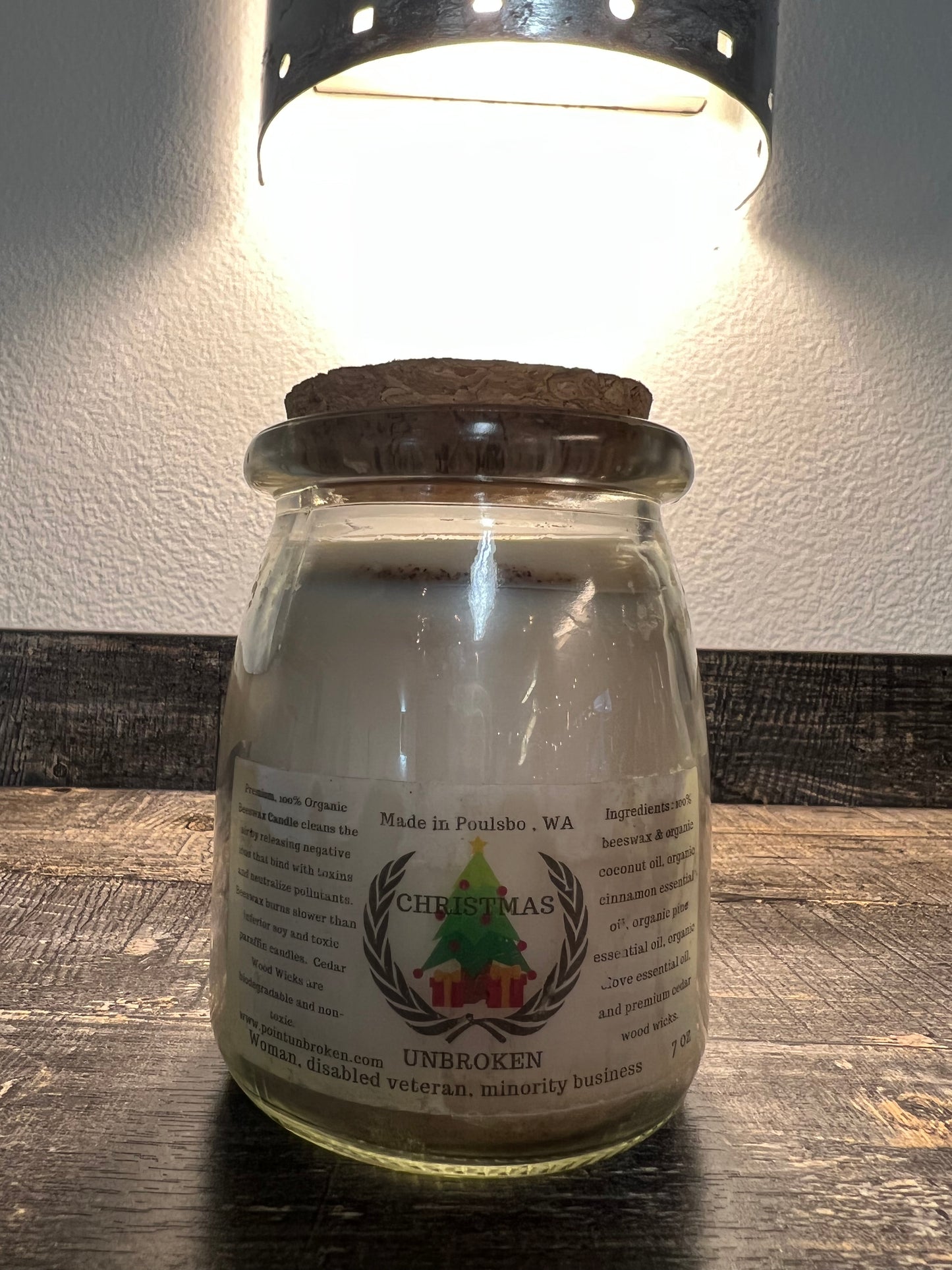 Cinnamon Pine Clove Candle 7oz- 100% Beeswax, Cedar Wood Wicks